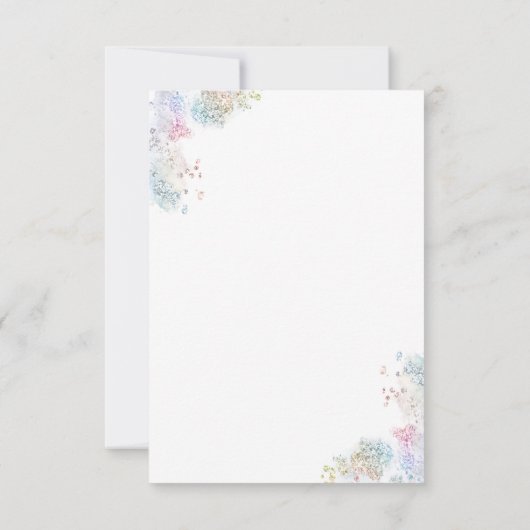 フェイクグリッターバプテ感謝していィスお嬢さん 招待状 (裏面)