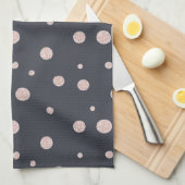 フェイクグリッターバラ金ゴールド赤面パターン キッチンタオル (四つ折り)