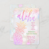 フェイクグリッターパイナップル誕生日 招待状 (正面/裏面)