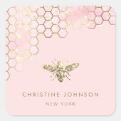 フェイクグリッタービーオン赤面ピンク スクエアシール (正面)