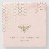 フェイクグリッタービー勾配赤面ピンク ストーンコースター (正面)