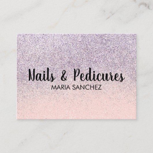 フェイクグリッターピンクグラデーション爪、 ネイルヘア名刺 名刺 (正面)