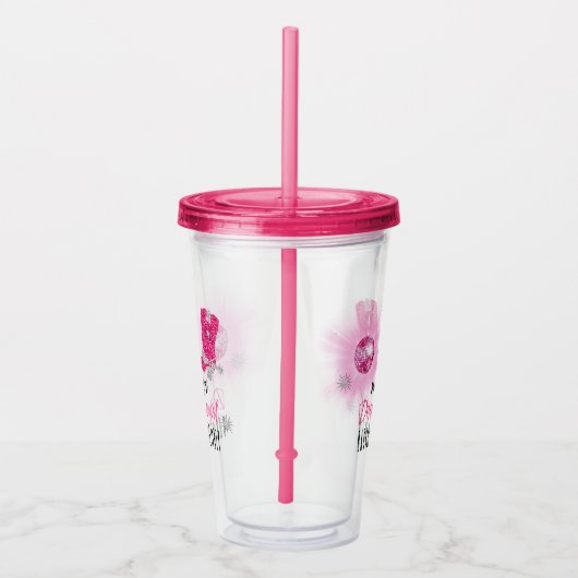 フェイクグリッターピンクディスコ女性のカーボーイバチェロレッテ アクリルタンブラー (右)