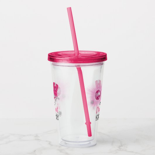 フェイクグリッターピンクディスコ女性のカーボーイバチェロレッテ アクリルタンブラー (左)