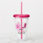 フェイクグリッターピンクディスコ女性のカーボーイバチェロレッテ アクリルタンブラー (正面)