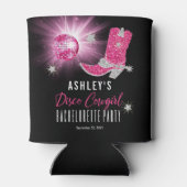 フェイクグリッターピンクディスコ女性のカーボーイバチェロレッテ 缶クーラー (裏面)