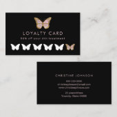 フェイクグリッターピンクバタフライロイヤリティカード 名刺 (正面/裏面)