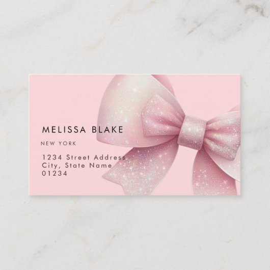 フェイクグリッターピンクボウデザイン 名刺 (裏面)