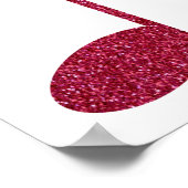 フェイクグリッターピンクミュージックノートシンボル ポスター (角)