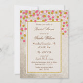フェイクグリッターピンク金ゴールド紙吹雪ブライダルシャワー 招待状 (正面)
