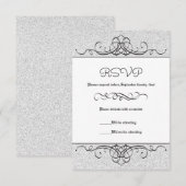 フェイクグリッターフォーマルヴィンテージフローリッシュ – RSVPカード (正面/裏面)