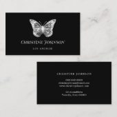フェイクグリッターブラックバタフライ名刺 名刺 (正面/裏面)