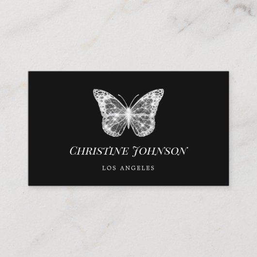 フェイクグリッターブラックバタフライ名刺 名刺 (正面)
