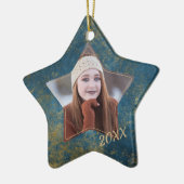 フェイクグリッターブルーストーンフレーム大学院写真 セラミックオーナメント (左)