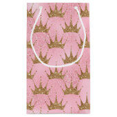 フェイクグリッタープリンセス金ゴールドクラウンパーティーバッグ スモールペーパーバッグ (裏面)