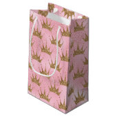 フェイクグリッタープリンセス金ゴールドクラウンパーティーバッグ スモールペーパーバッグ (裏面アングル)