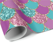 フェイクグリッターマーメイドはかりで測パターンパーティーラップ ラッピングペーパー (ロールコーナー)