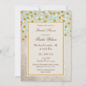 フェイクグリッターミント金ゴールド紙吹雪ブライダルシャワー 招待状 (正面)