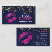 フェイクグリッターリップ金ゴールド紙吹雪メイクアップアーティスト 名刺 (正面/裏面)