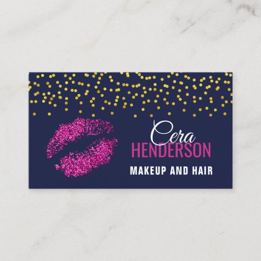 フェイクグリッターリップ金ゴールド紙吹雪メイクアップアーティスト 名刺 (正面)