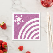 フェイクグリッターレインボーストライプスタースユニコーンパーティー スタンダードカクテルナプキン (インサイチュ)