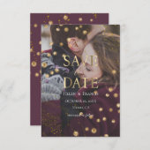 フェイクグリッター写真の保存日付 招待状 (正面/裏面)