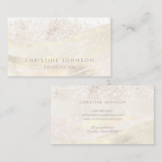 フェイクグリッター及び箔パターンエステティシャン 名刺 (正面/裏面)