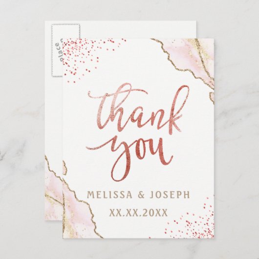 フェイクグリッター大理石感謝していユー 案内ポストカード (正面/裏面)
