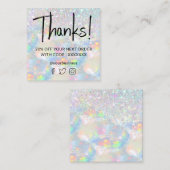 フェイクグリッター宝石オパール質割引カード スクエア名刺 (正面/裏面)