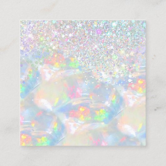 フェイクグリッター宝石オパール質割引カード スクエア名刺 (裏面)