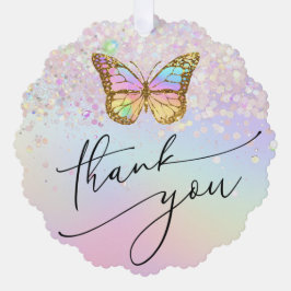 フェイクグリッター感謝してい蝶よ オーナメントカード