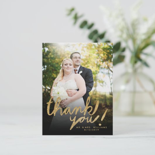 フェイクグリッター手書き写真ありがとうはがき ポストカード (スタンド正面)