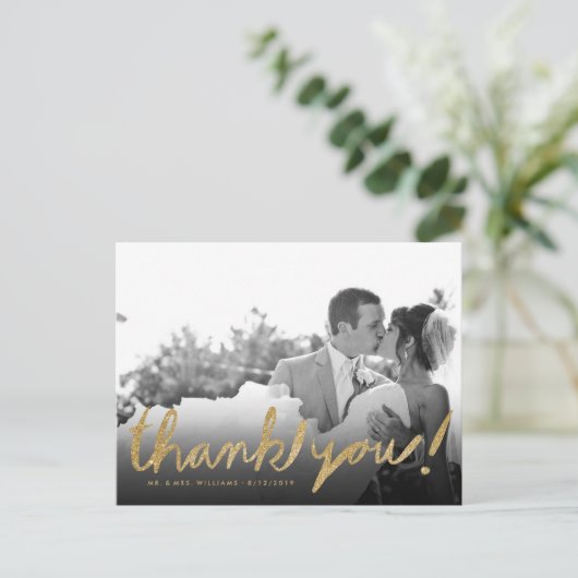 フェイクグリッター手書き写真ありがとうはがき ポストカード (スタンド正面)