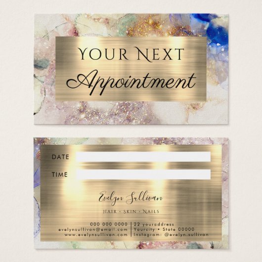 フェイクグリッター水彩金箔 (正面&裏面)