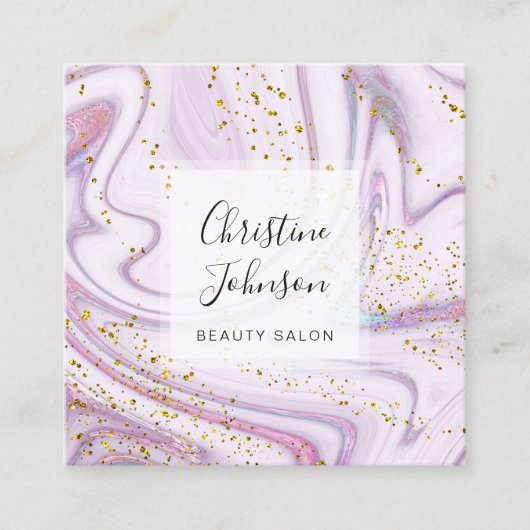フェイクグリッター流体大理石アートスクエアビジネスカード スクエア名刺 (正面)
