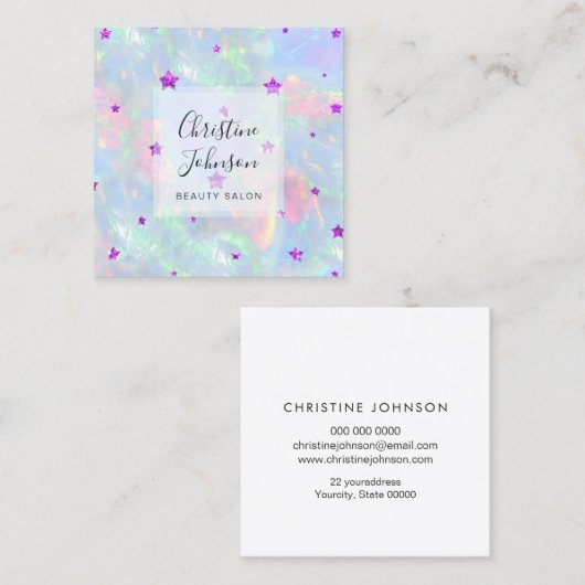 フェイクグリッター紫の星 スクエア名刺 (正面/裏面)