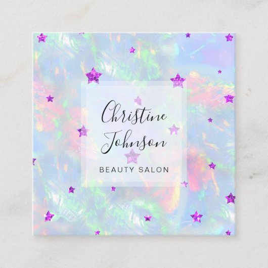 フェイクグリッター紫の星 スクエア名刺 (正面)