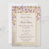 フェイクグリッター紫金ゴールド紙吹雪ブライダルシャワー 招待状 (正面)