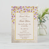 フェイクグリッター紫金ゴールド紙吹雪ブライダルシャワー 招待状 (スタンド正面)