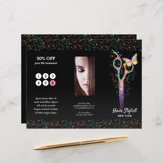 フェイクグリッター美容師パンフレット (正面/裏面インサイチュ)
