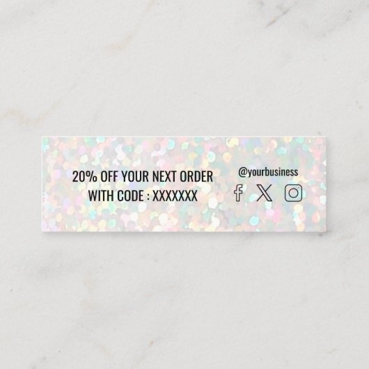 フェイクグリッター背景ミニ名刺 スキニー名刺 (裏面)