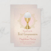 フェイクグリッター背景First Communion 招待状 (正面/裏面)