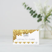 フェイクグリッター蜂ハニカム 名刺 (スタンド正面)