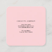 フェイクグリッター蝶のピンクの水色 スクエア名刺 (裏面)