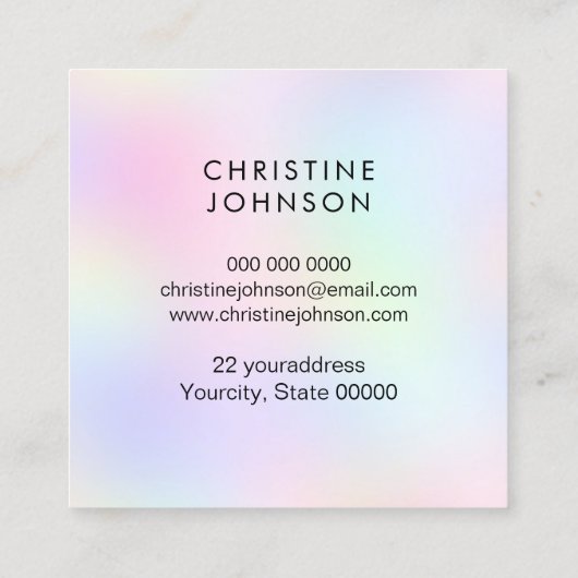 フェイクグリッター蝶ロゴ スクエア名刺 (裏面)