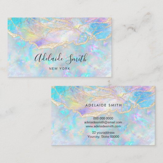 フェイクグリッター詳細オパール石名刺 名刺 (正面/裏面)