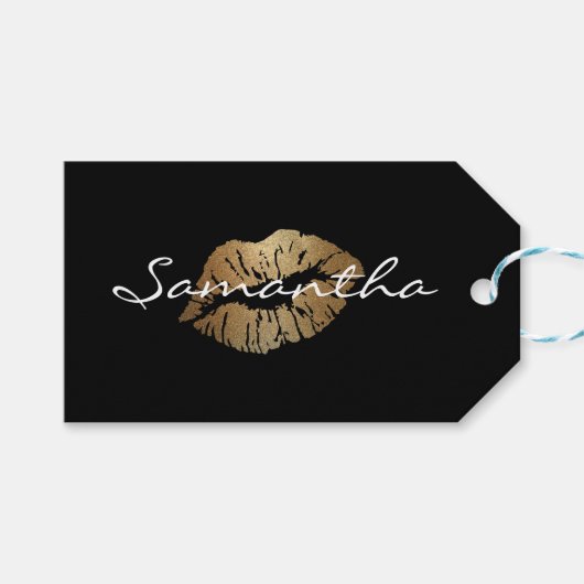 フェイクグリッター金ゴールドキス ギフトタグ (正面(横))