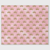 フェイクグリッター金ゴールドクラウンプリンセスパーティーラップ ラッピングペーパー (フラット)