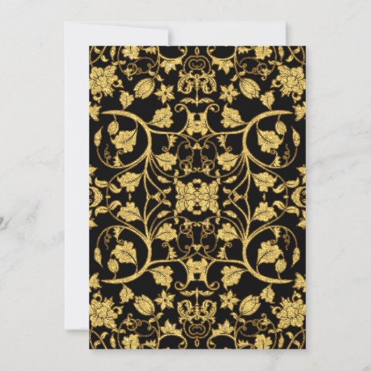 フェイクグリッター金ゴールドフローラダマスクフォーマル結婚ズ 招待状 (裏面)