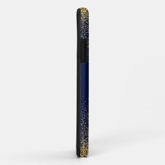 フェイクグリッター金ゴールドモノグラム名 Case-Mate iPhoneケース (裏面/右)